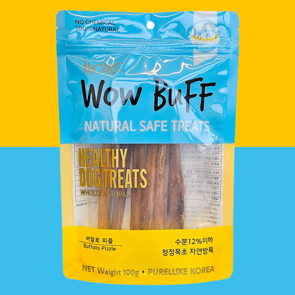 인호벡 냉장생육 저온건조 천연간식 와우버프 버팔로 불리스틱 피즐 소우신 15cm 100g