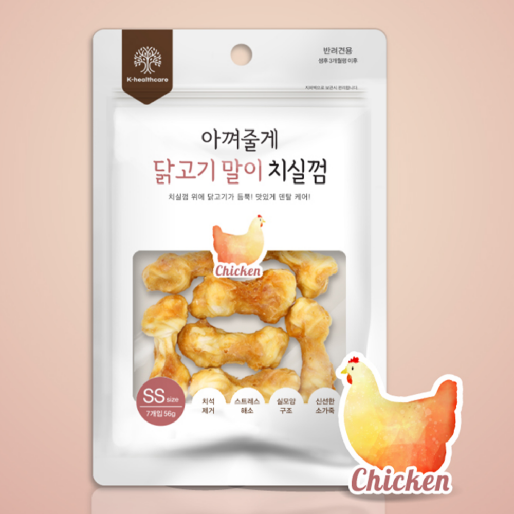굿데이 아껴줄게 치실껌 닭고기말이+우유 SS 7P 56g