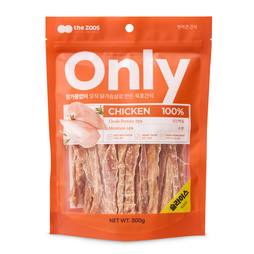 더주스 온리 무첨가 건조 수제간식 치킨슬라이스 300g