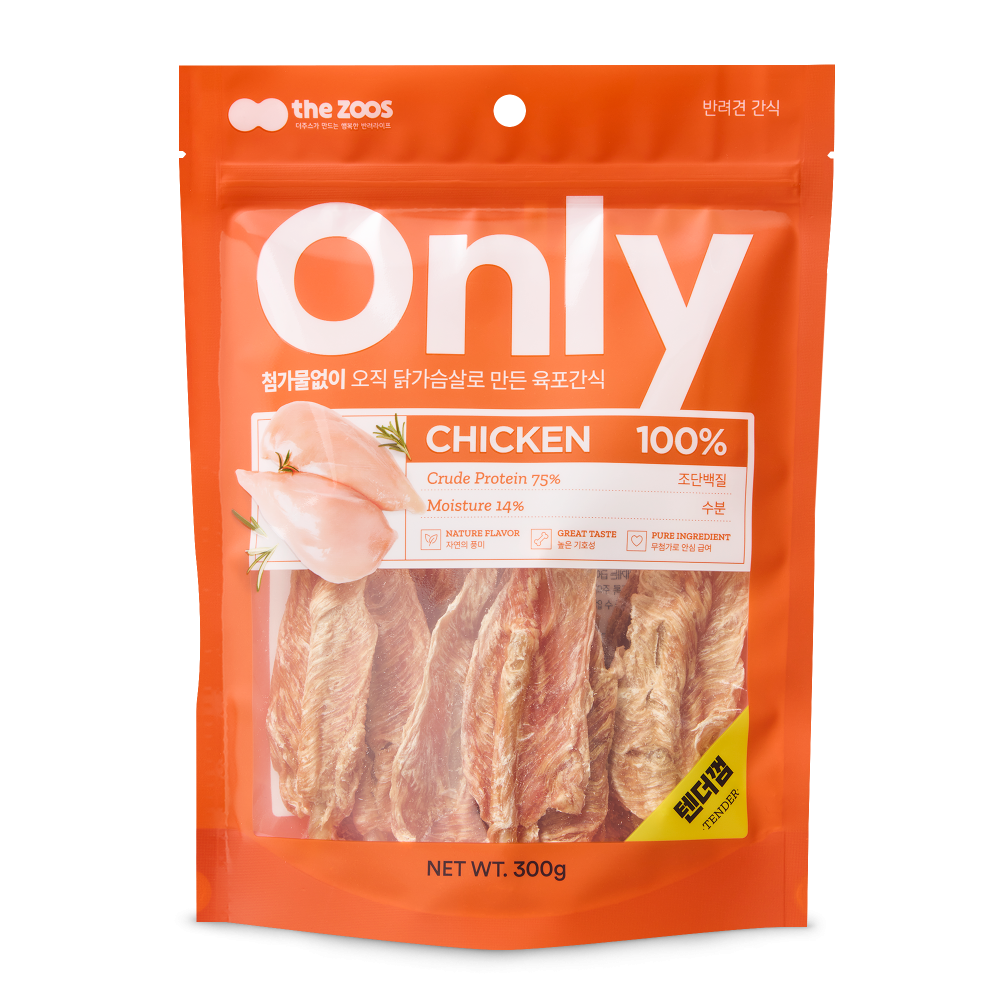 더주스 온리 무첨가 건조 수제간식 치킨텐더껌 300g