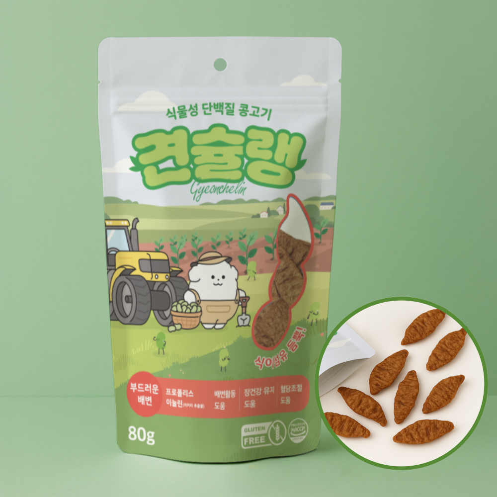 견슐랭 콩고기 국내산 비건 기능성간식 장건강 소화개선 80g