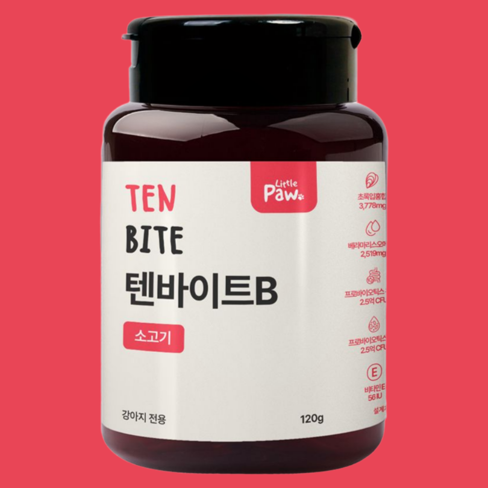 리틀포우 텐바이트 종합영양제 (관절+심장+피부) 소고기 120g