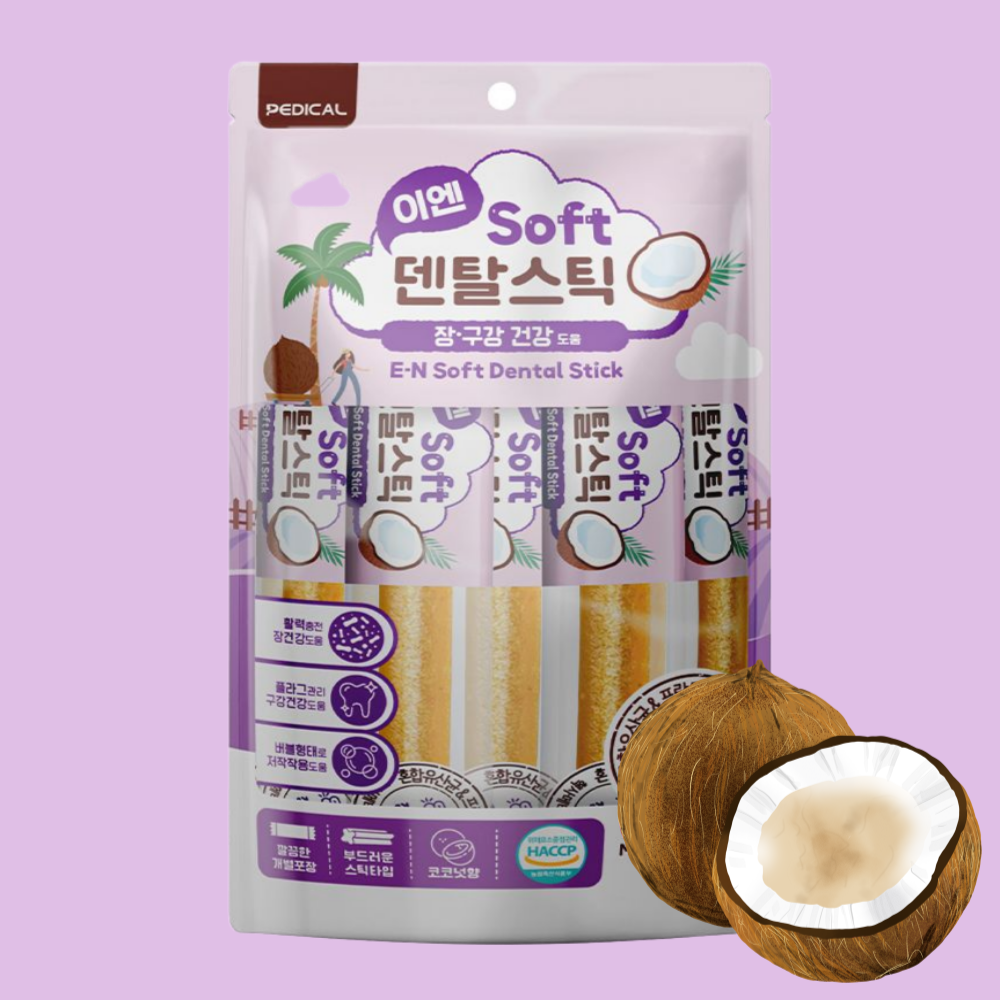 (1+1)페디칼 이엔소프트 부드러운 치석제거 기능성 덴탈스틱 장건강+구강건강 코코넛 15P