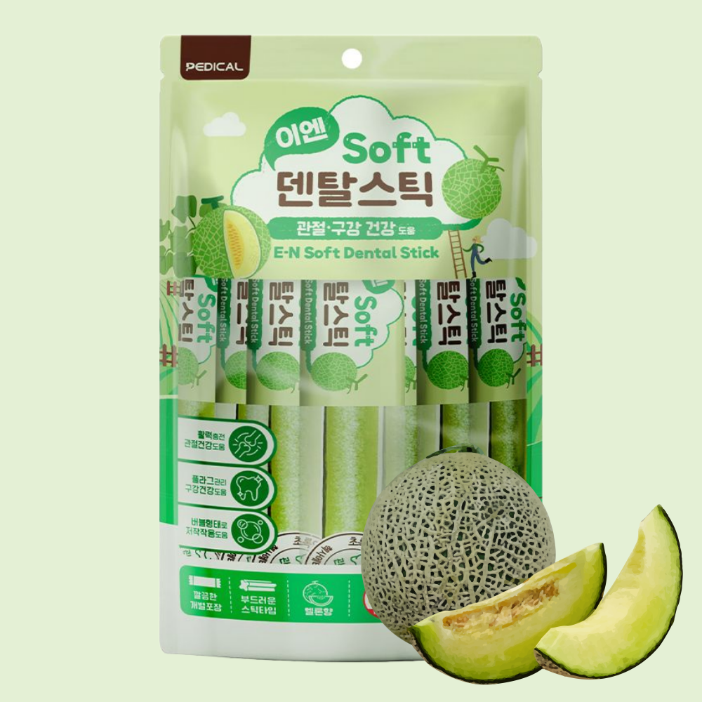 (1+1)페디칼 이엔소프트 부드러운 치석제거 기능성 덴탈스틱 관절+구강건강 멜론 15P