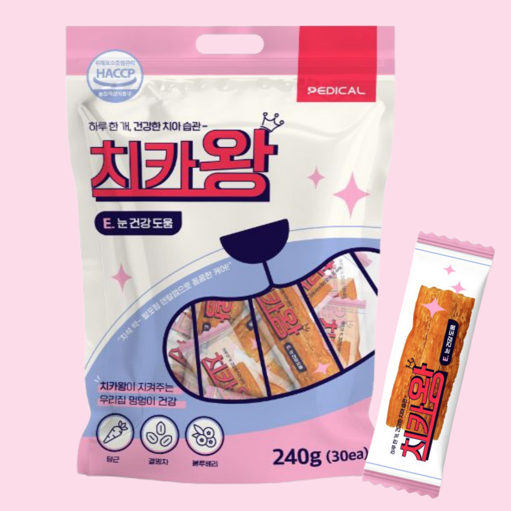 페디칼 치카왕 발포형 기능성 덴탈껌 눈건강 30P