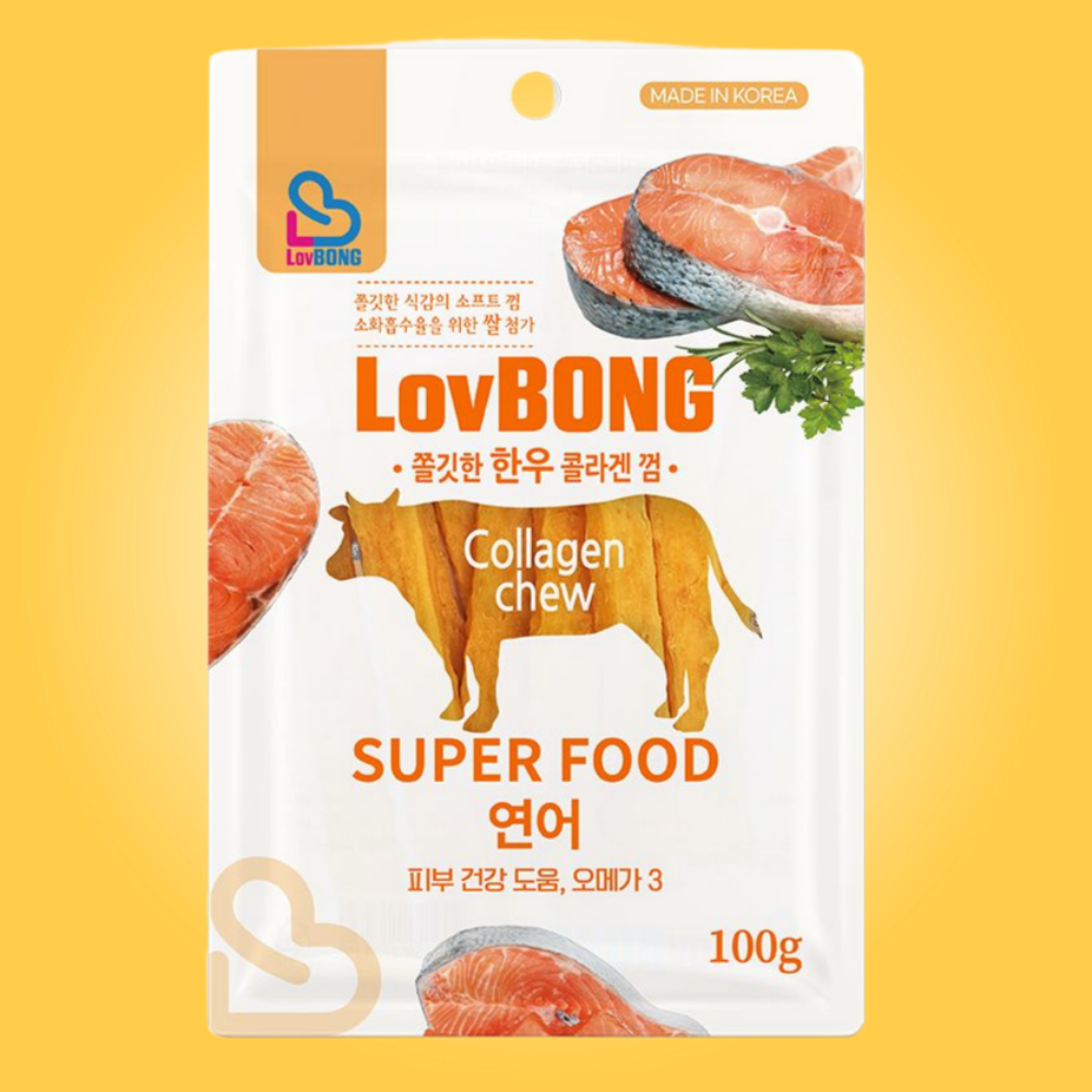 퍼피아이 러봉 쫄깃한 한우 콜라겐 말랑껌 연어 100g