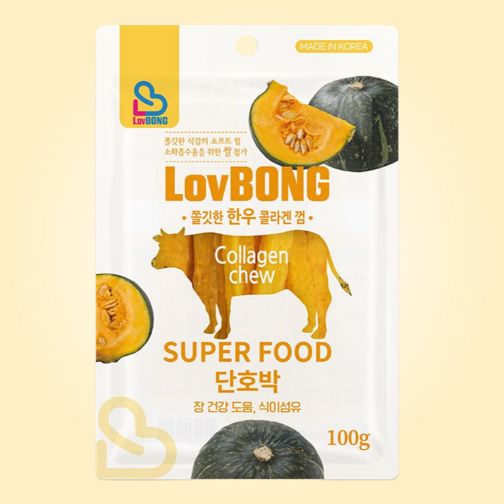 퍼피아이 러봉 쫄깃한 한우 콜라겐 말랑껌 단호박 100g