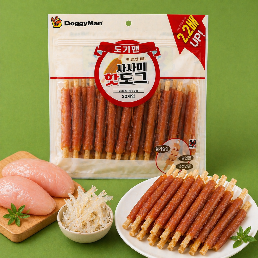 도기맨 영양만점 사사미 핫도그(닭고기+생선연골) 대용량 20P