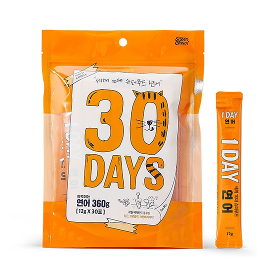 슈퍼츄 30DAYS 츄르 스틱 습식간식 슈퍼푸드 연어 360g