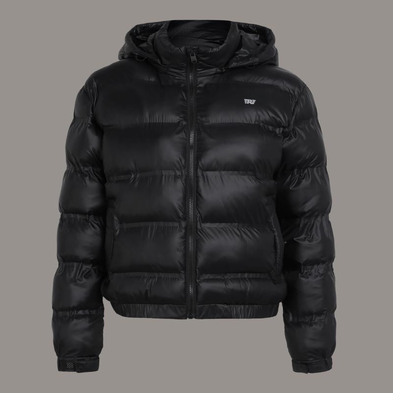 후드 블랙 PUFFER 여성 재킷