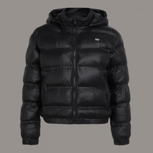 후드 블랙 PUFFER 여성 재킷