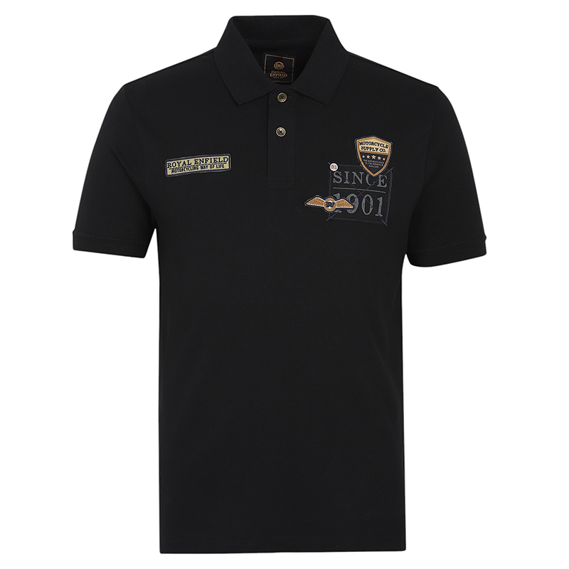 멀티 뱃지 블랙 반팔 폴로 티셔츠
