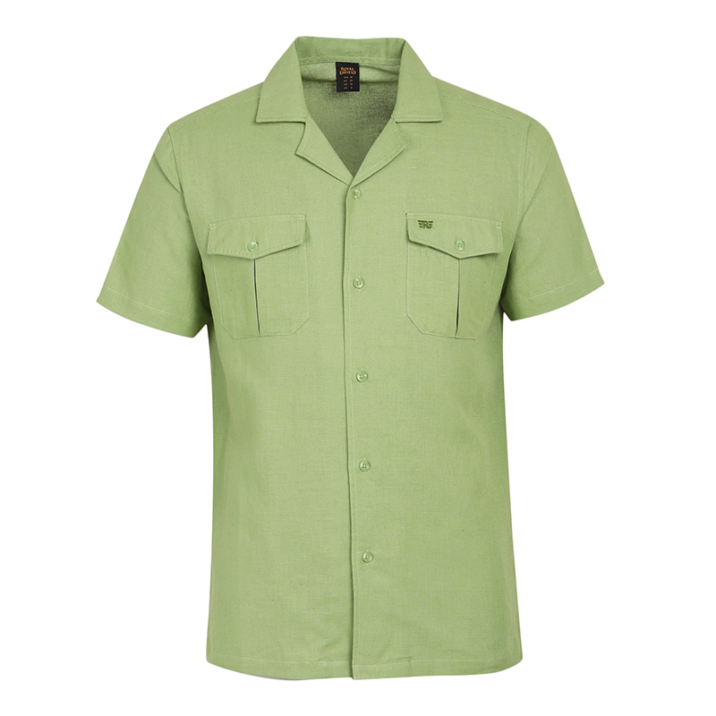 캠프 라이트 올리브 린넨 반팔 셔츠