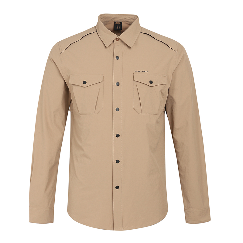 더블 포켓 퍼포먼스 카키 긴팔 셔츠