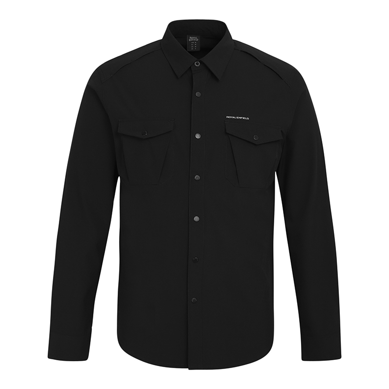 더블 포켓 퍼포먼스 블랙 긴팔 셔츠