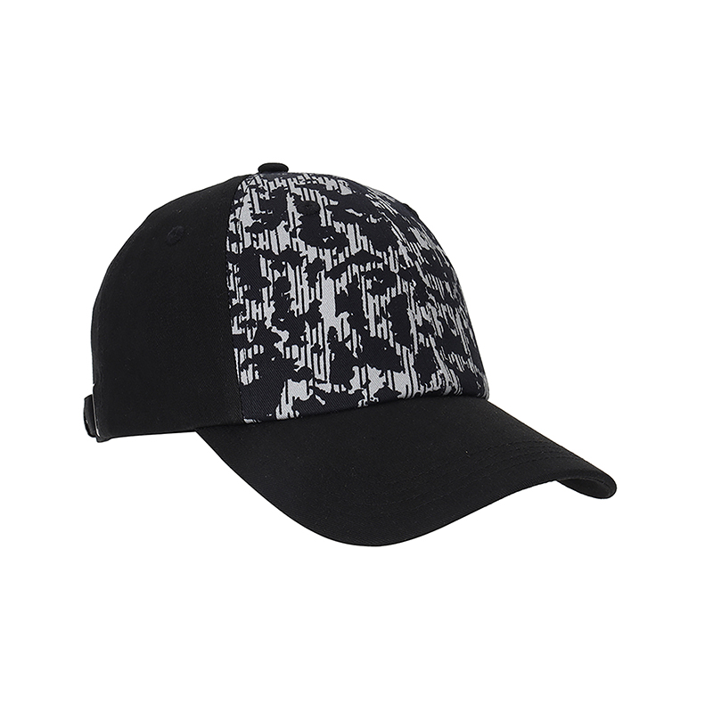 라인 카모 프린트 워시드 블랙 모자