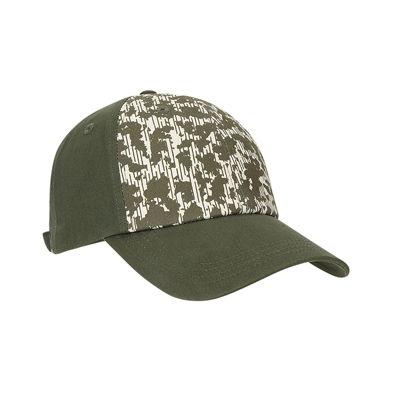 라인 카모 프린트 워시드 그린 모자