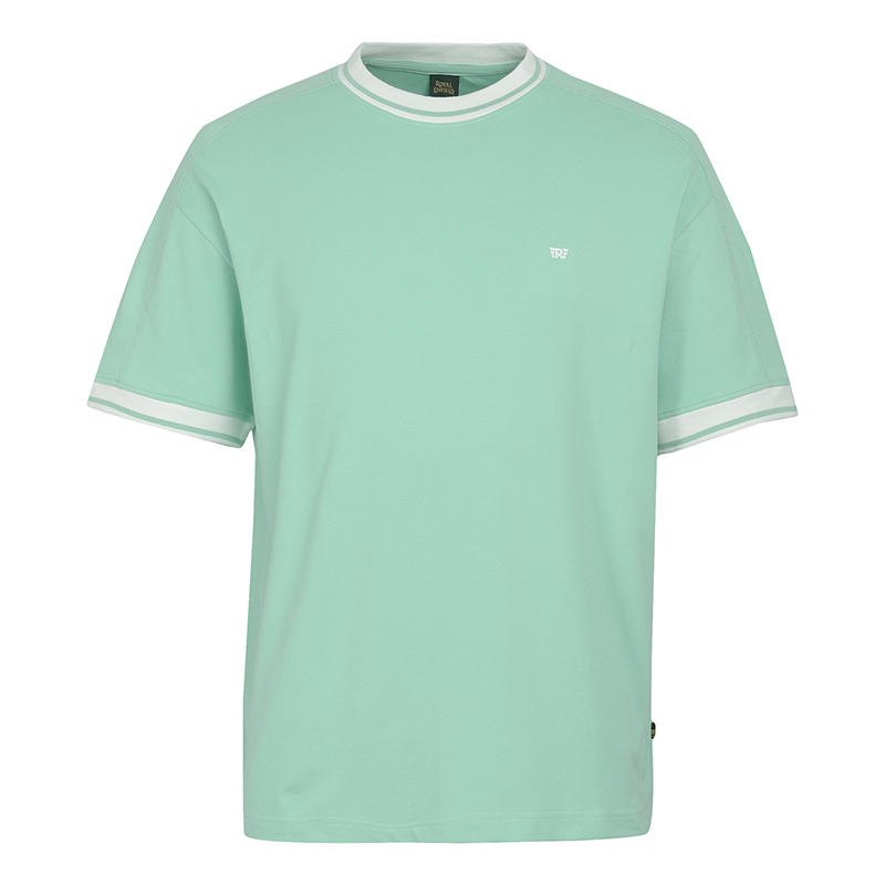 핀스트라이프 오버사이즈 그린 반팔 티셔츠