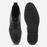 포몰 브로그 블랙 가죽 부츠