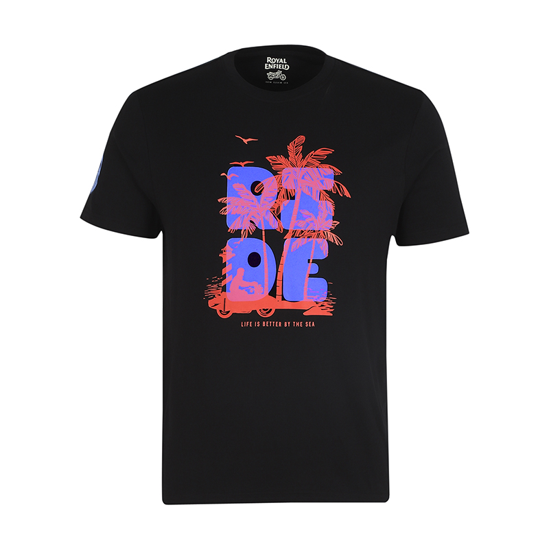 [로얄엔필드]Beach Ride 블랙 반팔 티셔츠