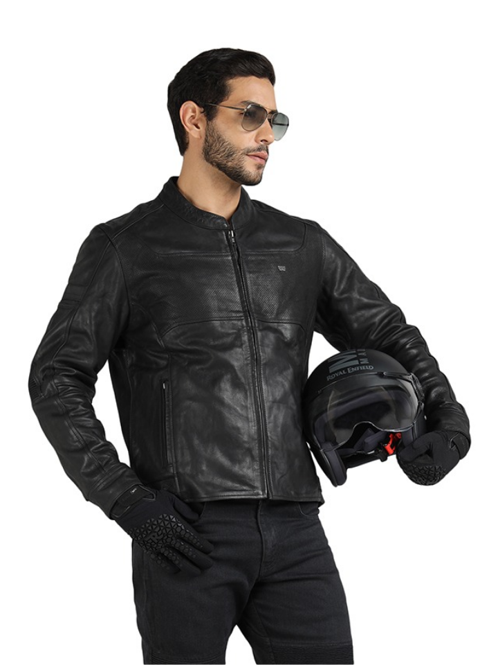[로얄엔필드]클래식 블랙 가죽 라이딩 재킷