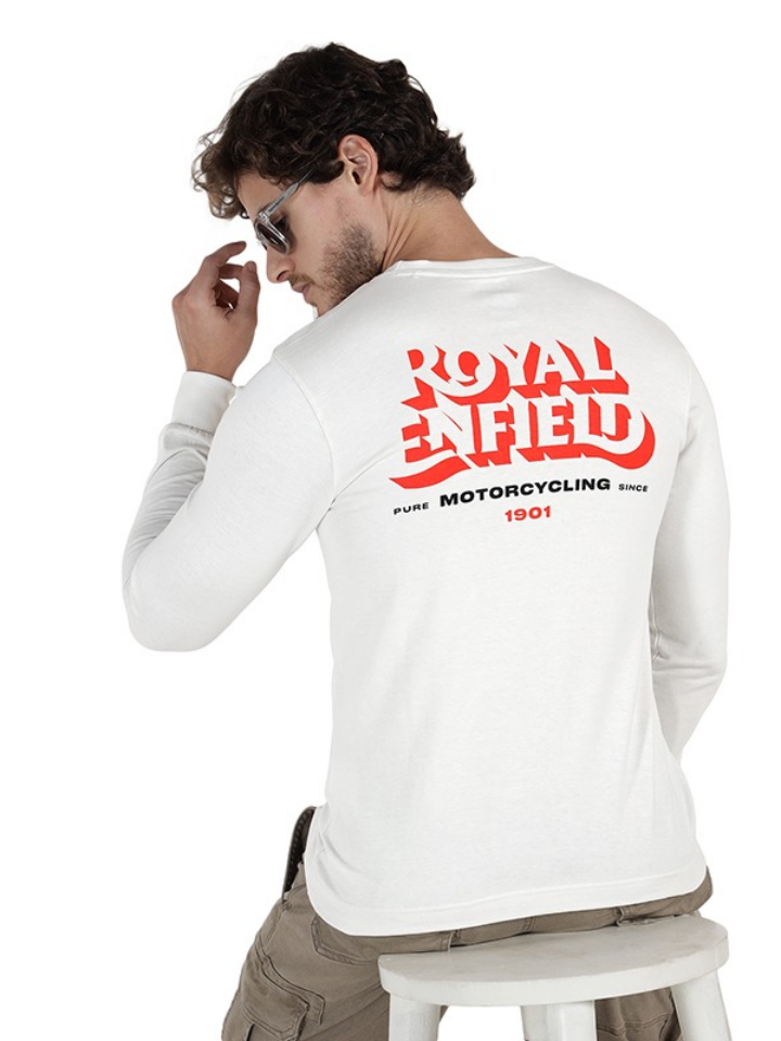 [로얄엔필드]더 녹아웃 프린트 화이트 긴팔 티셔츠