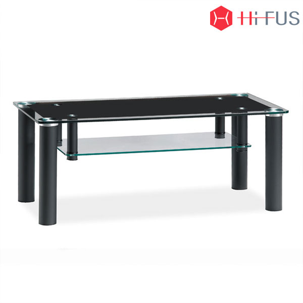 [하이퍼스] GS-HI GST 122 블랙 강화유리 소파 탁자 (선반형)