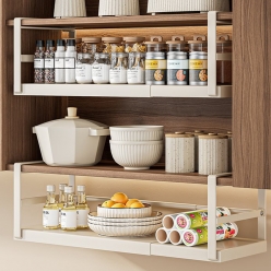 슬라칸 무타공 주방 선반 걸이 상부장 길이조절 정리 선반 랙