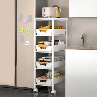 틈틈카트 트롤리 5단 주방 철제 무빙 회전 카트 이동식 수납장