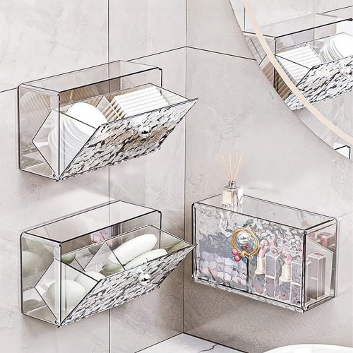 아이스셀 무타공 벽걸이 빙하 무늬 아이스 패턴 덮개있는 투명 케이스