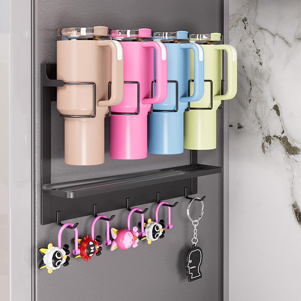 텀텀 무타공 자석 부착 텀블러 정리 다용도 걸이 철제 선반