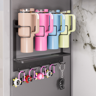 텀텀 무타공 자석 부착 텀블러 정리 다용도 걸이 철제 선반