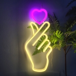 유미 하트손가락 네온사인 무드등 옐로우 핑크하트 인테리어조명
