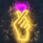 유미 하트손가락 네온사인 무드등 옐로우 핑크하트 인테리어조명