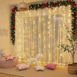 카시 3M 커튼 지네 줄전구 반짝화이트 LED 크리스마스 조명