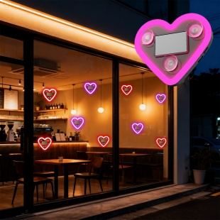 람머스 태양광 LED 하트 네온사인 카페 가게 실내등 실내인테리어 튜닝
