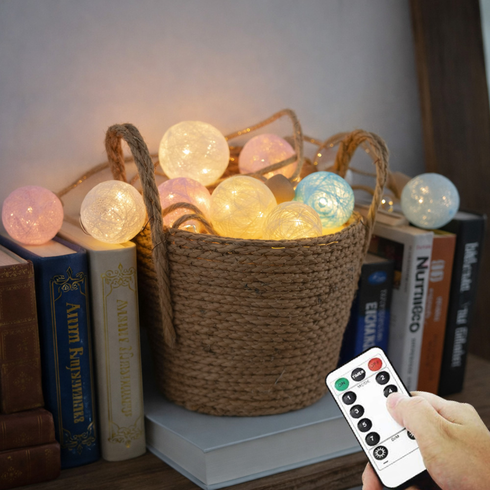 루오 마로프 코튼볼 LED 줄조명 무드등 인테리어 조명