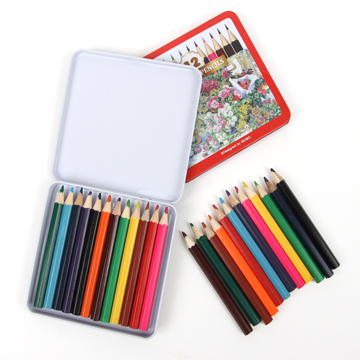 12색 색연필 우드색연필 틴케이스 미술놀이 부드러운색연필문구세트