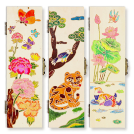 전통 민화 나무 필통 (3종 택1)