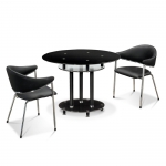 [TOP-HI] 블랙 강화 유리 회의용 테이블 원형 유리 탁자 GST-803