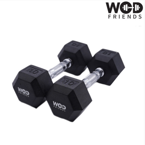 와드프렌즈 크로스핏 육각 고무 덤벨 고중량 30LB - 100LB (2PCS)