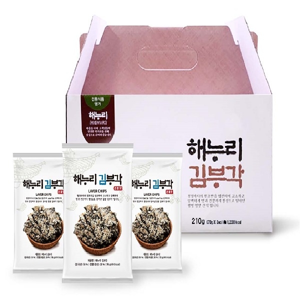 [남원김부각] 해누리 전통맛 찹쌀 김부각 70g*3봉 선물용세트 / 영양간식