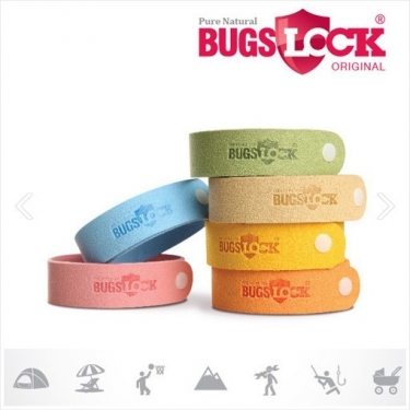 [BUGS LOCK] 벅스락 자연 아로마 오일 모기팔찌 방향밴드(색상랜덤) 10개세트
