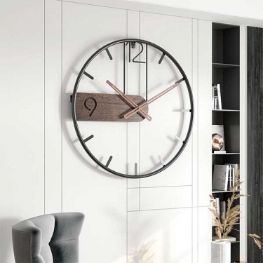 [앤티크 오브제] 벽걸이 시계 우든 딥블랙 40cm