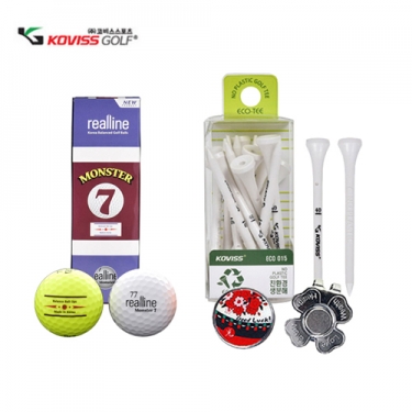 [코비스] 골프용품세트 몬스터7골프공 골프티 스몰세트 4호 NFGB-MON3T15M5007