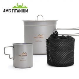 AMG 티타늄 코펠(1L/케이스포함) 싱글컵 340ML SET / 캠핑 백패킹