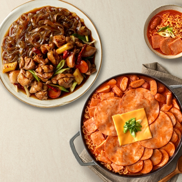 애슐리 콰트로 햄치즈 부대찌개+당면 듬뿍 매콤 안동찜닭 총 4인분