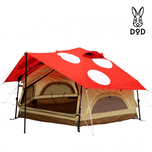 [T2-930-BG/RD] 디오디(DOD) 미니 키노코 텐트 베이지/레드 원터치 솔로 머쉬룸 캐빈형 텐트
