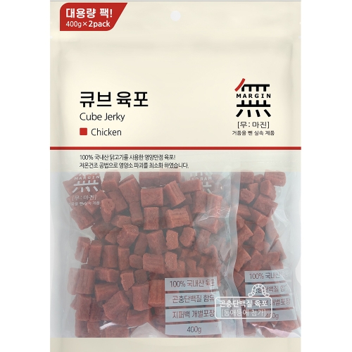 바우와우 무마진 큐브 육포 치킨 800g