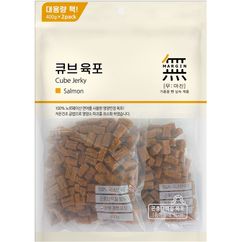 바우와우 무마진 큐브 육포 연어 800g